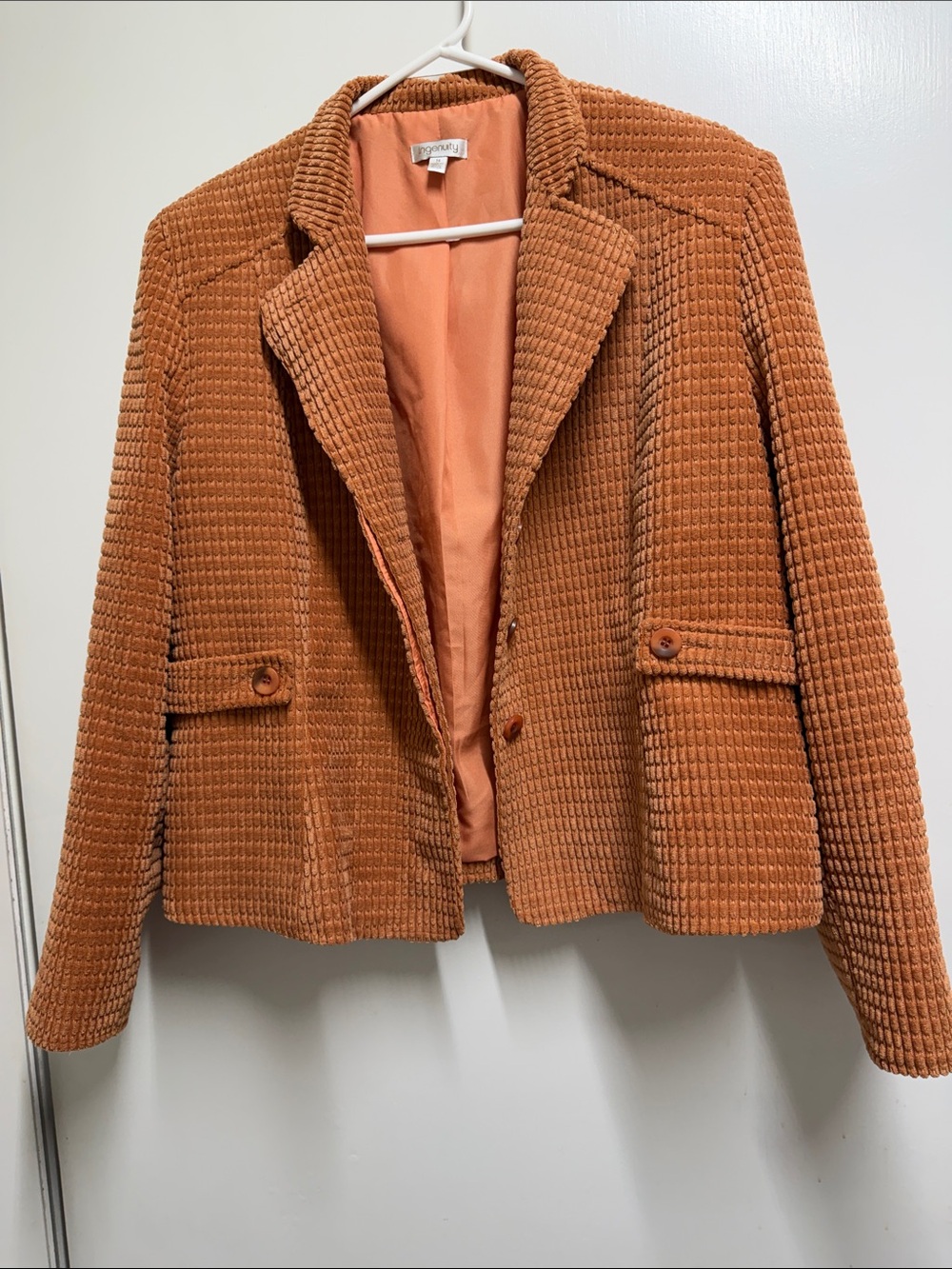 Women’s Waffle-Knit Rust Orange Blazer Jacket
